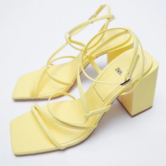 HEELED SQUARE TOE ANKLE STRAP SANDALS - Picture 3 of 4